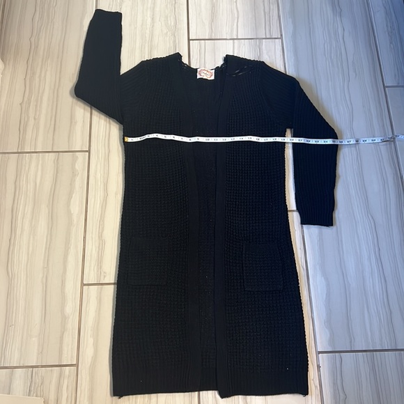 Ambiance Knit Black Large Duster Long Cardigan - Picture 3 of 4